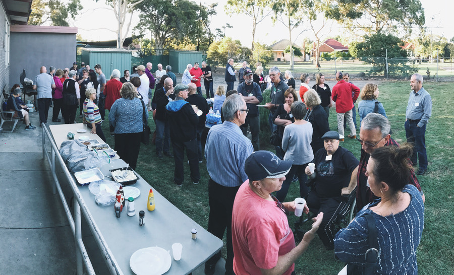 Members enjoy a BBQ before our first meeting